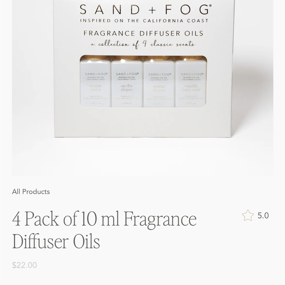 SAND + FOG Fragrance Diffuser Oils 4 Pack new in box
